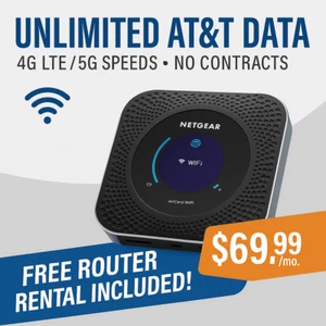 NIEOGRANICZONA LICZBA DANYCH AT&T PLAN HOTSPOT - 69,99 USD / MIESIĄC! FREZARKA NETGEAR FREE - Zdjęcie 1 z 1