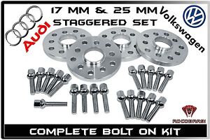 17 MM & 25 MM STAGGERED AUDI & VOLKSWAGEN 57.1 HUB CENTRIC WHEEL SPACERS SET