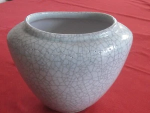 KARLSRUHER MAJOLIKA Vase leicht türkise Craquele-Glasur No. 5875 Entw. Glatzle - Bild 1 von 6