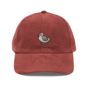 Embroidered Dodo Bird Vintage Corduroy Cap Nature Lover's Hat - Picture 1 of 6