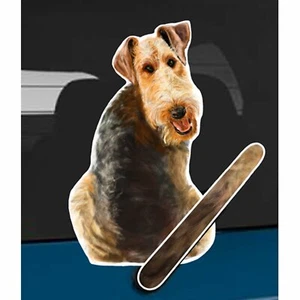 Airedale Terrier Dog Rear Car Window Sticker Wagging Tail To Fit On Wiper  - Picture 1 of 4