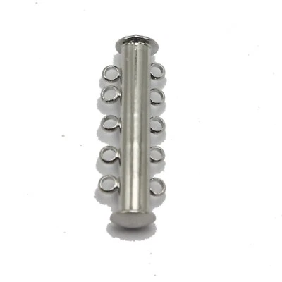 5 Silver Tone 5 Strand Clasp Necklace Bracelet Magnetic Slide Clasps 24mm  - Image 1 of 4