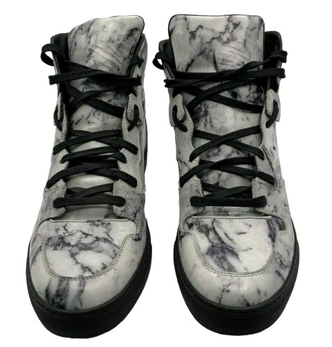 Sneakers alte Balenciaga in pelle stampa marmo bianco nero taglia 40 8US