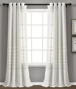 NEW Bridie Grommet Sheer Window Curtain Panels 52X84 Set WHITE (2 Panels) - Picture 1 of 6