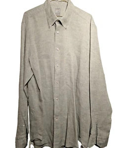 Ike Behar NY Mens Linen Shirt XL Long Sleeve Button Down Quiet Luxury Gray Italy - Picture 1 of 20
