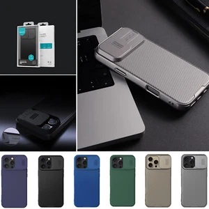 For iPhone 16 Pro Max 15 14 13 Slim Rugged Phone Case Camera Lens Sliding Cover - Picture 1 of 17