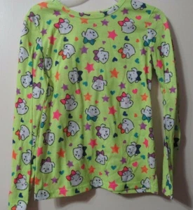 Justice Girls Neon Green Long Sleeve Pajama Top w/Bears & stars Sz 10 - Picture 1 of 5