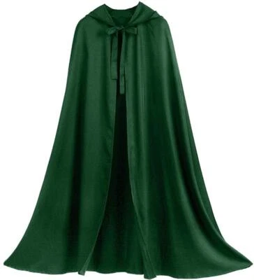 Men Women Long Black Cloaks with Hood Devil Witch Wizard Cloak Adult Plus Siz... - Image 1 of 3