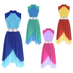 Women's Color Block Sleeveless Praise Dance Dress Lyrical Modern AU - Picture 1 of 58