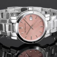 BURBERRY City Womens 34mm Swiss Made Watch, Rose Pink Dial, Stainless Steel Band