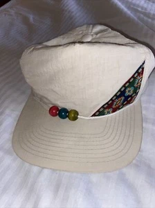 Vintage 90’s Reebok Leather Strap back Nylon Cap Hat Aztec Print Beads - Picture 1 of 5