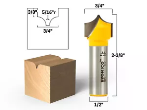 5/16" Radius Point Cutting Round Over Router Bit - 1/2" Shank - Yonico 13074 - Picture 1 of 1