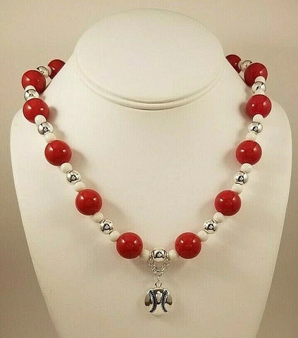 ❤️ ⚾ Washington Nationals inspired Baseball Chunky Necklace Sports Jewelry Cover