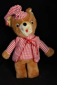 Vintage 17” Teddy Bear in Red & White Stiped PJs Pajamas Plush Toy Doll - Picture 1 of 4