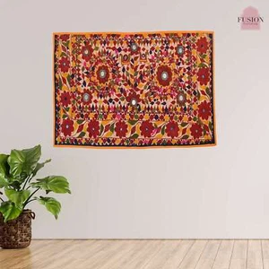 Tapiz floral bordado a mano pintura arte textil vintage decoración del hogar Suzani - Imagen 1 de 7