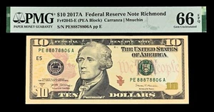 United States 10 Dollars 2017A Richmond PMG 66EPQ Banknotes - Picture 1 of 2