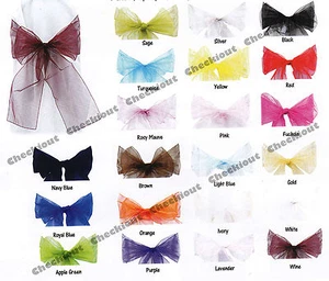 10 pz Coprisedia Matrimonio Festa Banchetto 9"x120" Organza Fasce Fiocco Decorazione - Foto 1 di 1