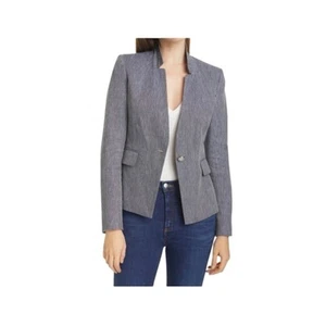 Veronica Beard Farley Dickey Jacket Herringbone Blazer Blue White Size 12 - Picture 1 of 14
