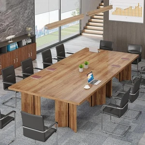 Walnut 320cm Conference Table Set of 4 – Large Meeting & Office Desk - Picture 1 of 10