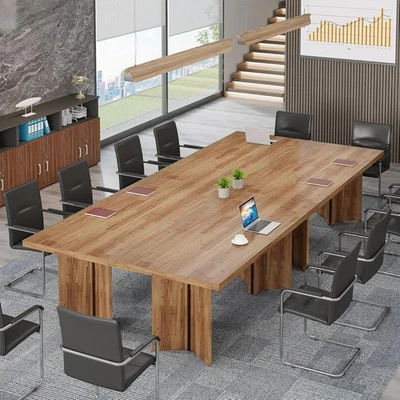 Walnut 320cm Conference Table Set of 4 – Large Meeting & Office Desk - Image 1 of 4