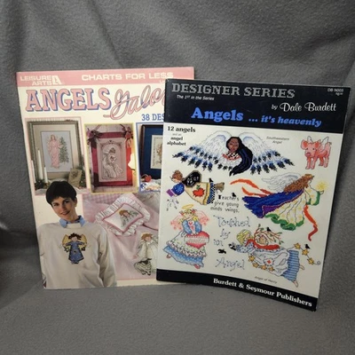 Vintage Cross Stitch Pattern Lot 2 Angels Leisure Arts Dale Burdett 1997 2000 - Image 1 of 4