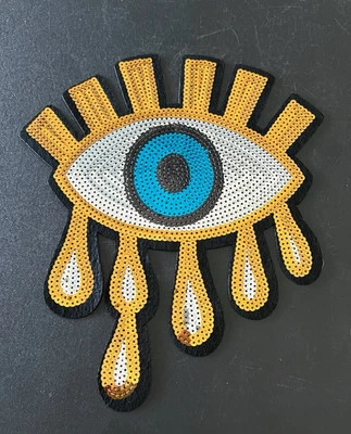 Large Yellow Evil Eye Sequin Sew On Appliqué - Image 1 of 2