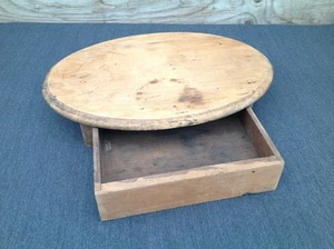 Mesa ovalada de madera pequeña vintage con cajón - Imagen 1 de 22
