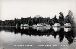 RPPC Long Lake, WI Fay Lake Lodge ca. 1950er Florence County Wisconsin - Bild 1 von 5