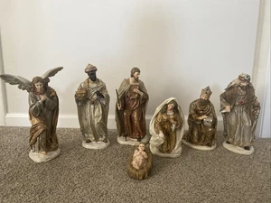Roman 7-Piece Religious Have Faith Gold Finish Christmas Nativity Figure Set 12" - Picture 1 of 9