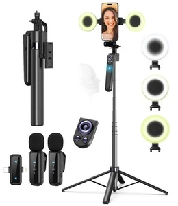 Vlogging Kit for iPhone, Content Creator Essentials with 63”Face Tracking Tri... - Picture 1 of 8