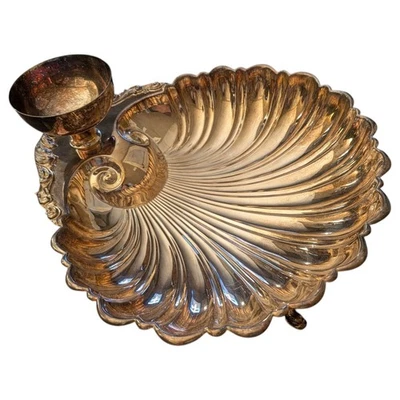 Cuenco de servidor de cóctel vintage de camarones con patas enchapado en plata de media luna Foto 1 de 4