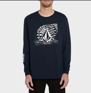 Volcom USST Snowboard Long Sleeve T-Shirt Tee Navy Streetwear Skateboard S/p - Picture 1 of 7