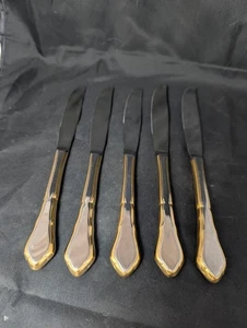 Lote de 5 cuchillos de cena Royal Limited acento dorado acero inoxidable Corea - RLM10 - Imagen 1 de 9