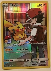 FULL ART Pikachu (Ash Art) SECRET RARE 241/236 Pokemon Cosmic Eclipse Holo - MP - Picture 1 of 1
