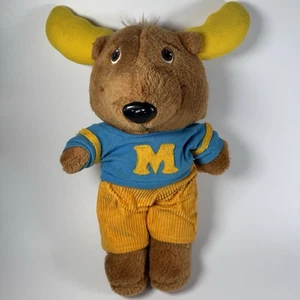 Tomy Vintage Plush The Get Along Gang Moose 1984 13" M Blue Yellow Corduroy Pant - Picture 1 of 11