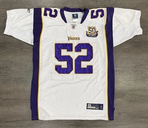 NFL Reebok On Field Minnesota Vikings Chad Greenway#52 White Jersey Size 50 - Picture 1 of 13
