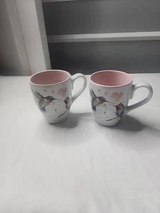 Demdaco Lovebirds Rosa 16 Unzen Keramik Steinzeug Set Kaffeebecher - Bild 1 von 6