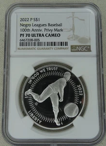 2022-P Negro Leagues Baseball Silver Dollar NGC PF 70 US Mint $1 Coin - Picture 1 of 2