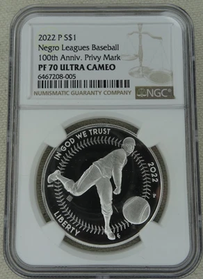 2022-P Negro Leagues Baseball Silver Dollar NGC PF 70 US Mint $1 Coin - Image 1 of 2