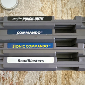 Nintendo NES Game Lot: Punch-Out!! + Commando + Bionic Commando + RoadBlasters