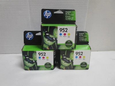 Cartucho de tinta tricolor HP 952 N9K27AN cian magenta amarillo LOTE DESACTUALIZADO DE 3 Foto 1 de 4