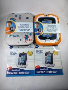 Innotab 3 Silver Folio & Gel Skin Protective Case W/ Screen Protectors Vtech  - Picture 1 of 7