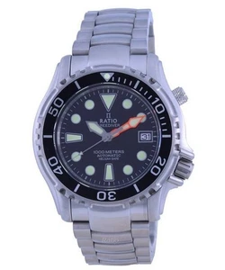 Reloj para hombre Ratio FreeDiver 1000M esfera negra automático 1066KE26-33VA-BLK - Imagen 1 de 7