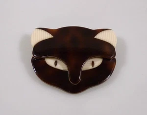 Broche pa10/4 Lea Stein Paris Art Déco Galalith cabeza de gato - Imagen 1 de 3