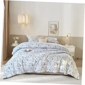 Blue Floral Comforter Set Full White Full(79"x90") 01-a#chic Fresh Blue Floral - Picture 1 of 7