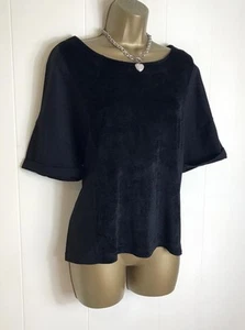 KAREN MILLEN STUNNING BLACK VELVET FRONT SHORT SLEEVE TOP SIZE 16 BNWOT!! - Picture 1 of 4