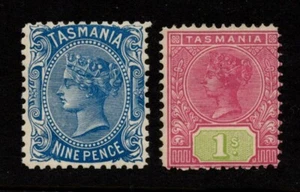TASMANIA 1903 (APR-DEC) 9d & 1s, SG 242a, 243, FRESH MINT, CAT. £70 - Picture 1 of 2