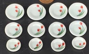12 teiliges handbemaltes Tulpen Teeservice Tumdee Maßstab 1:12 Puppenhaus Miniatur TS17 - Bild 1 von 2
