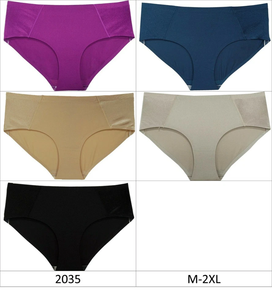 6 Women Solid Mixed Color Panties Laser Cut Bikini Underwear Briefs  M L XL 2XL - Image 1 of 1