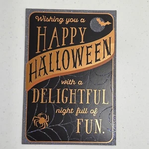 Hallmark Halloween Greeting Card 8"x5.5" Delightful Bat Spider Envelope Made USA - Picture 1 of 7